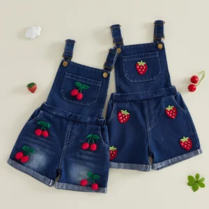 Strawberry Denim Overalls