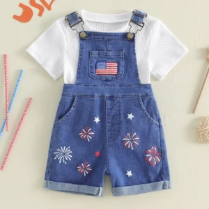 Girls Patriotic Shorts Set